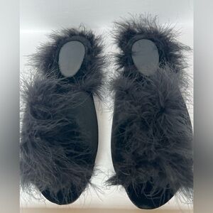 Simone Rocha Satin and Ostrich Feather Slippers